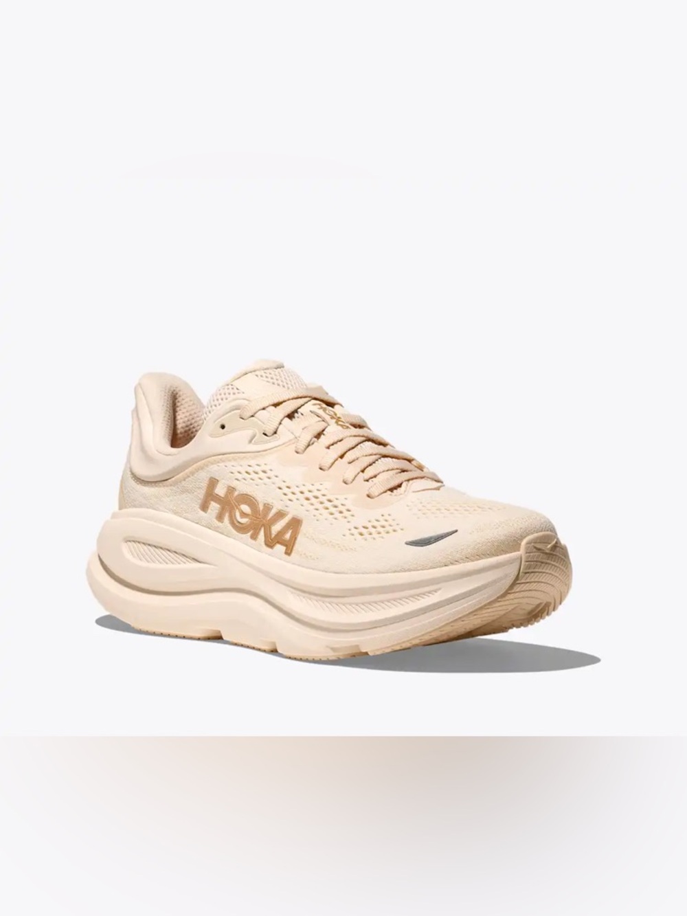 Hoka 7.5 Wide Women's Bondi 9 Vanilla/Birch Plush Cushion Running Shoe